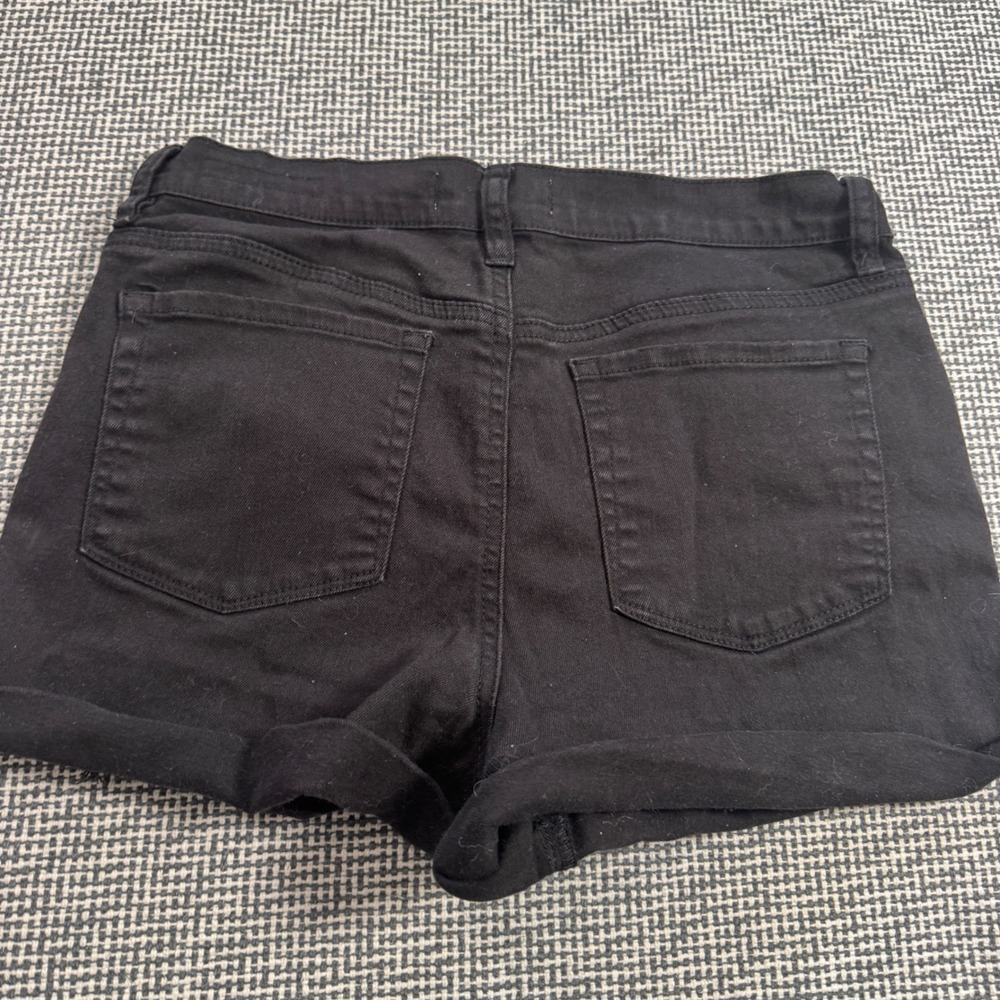 PacSun The Shortie Black Distressed Denim Shorts Womens Size 29 High Rise Ripped - Picture 2 of 4